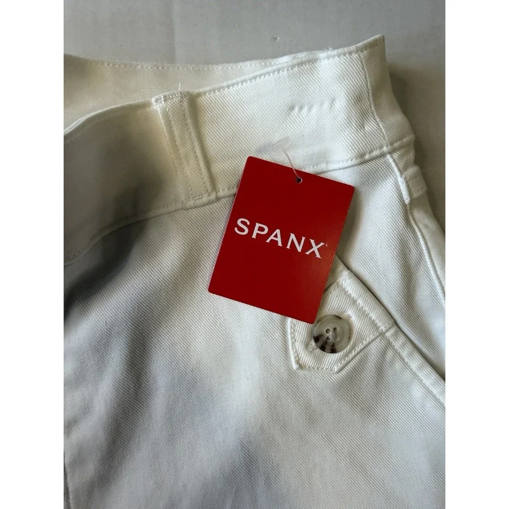 NWT SPANX 20312R Stretch Twill Cropped Wide Leg in Bright White Pants M - Picture 3 of 12